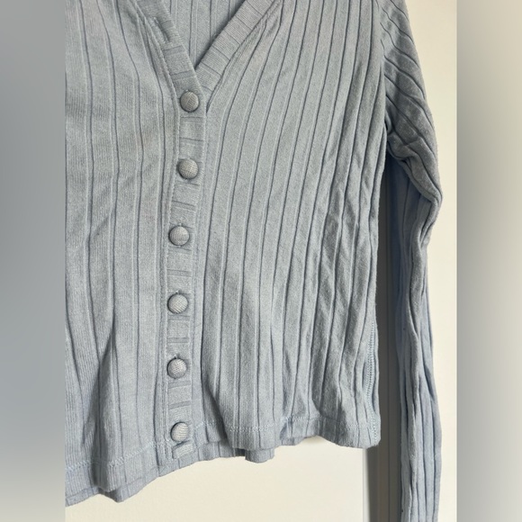 Light Blue A&F Ribbed Cardigan - Picture 7 of 9